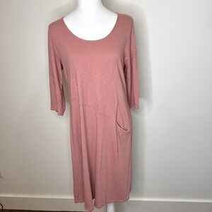 PureJill J.Jill Easy Knit Seamed Dress S Pocket Cotton Modal Lagenlook Quiet Lux